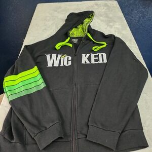Wicked Musical Adult Jacket Sz L Black Green Full Zip Hoodie  Embroidered